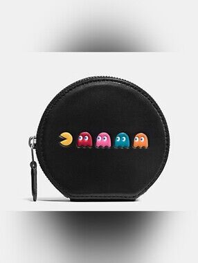 Coach PacMan Round Zip Leather Coin Case F54871 NWT!